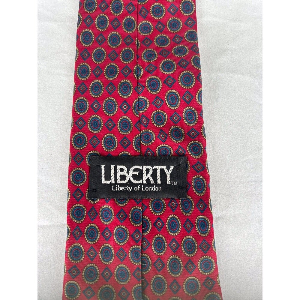 Liberty of London Medallion Dark Red Print Necktie  100% Silk 56" L - 3.75" W